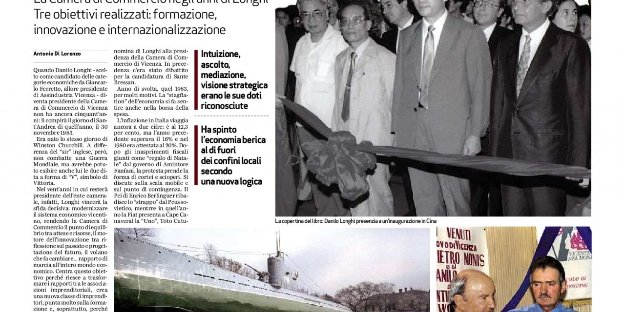 Un libro su Danilo Longhi presidente della Camera di commercio (1983-2002) e l’economia vicentina